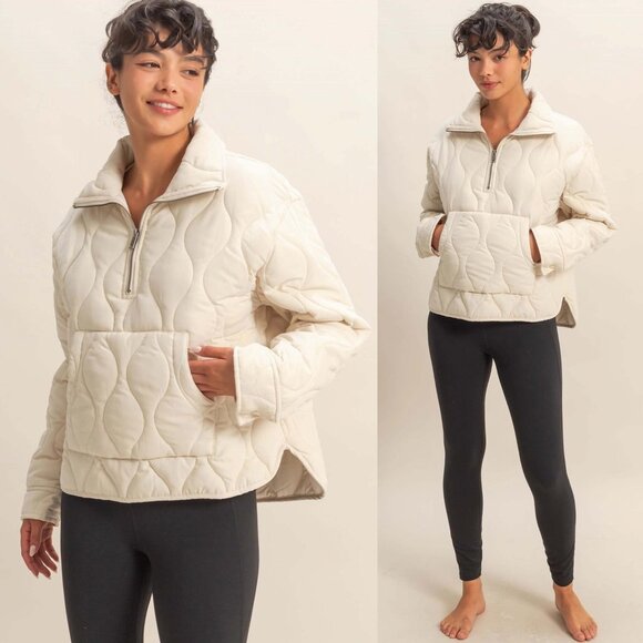 Mia Quilted Half-Zip High Neck Pullover | Women's Fall and Winter Jacket - Picture 1 of 8